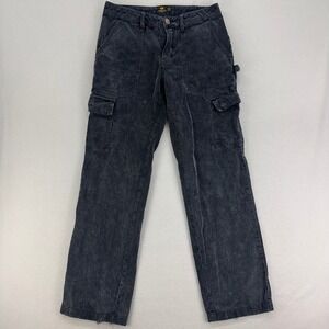 FIVESTAR‎ Cargo Jeans Womens 3/26 Charcoal Corduroy Utility Y2K Skater Straight